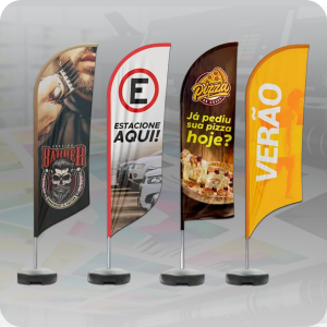 WIND BANNER P (190 ALT)  1.90m x 0.65m Dupla-Face | Impressão Ultra-HD Base Redonda Preta Tecido TecnoSport 100% Sintético FACA | PENA | VELA | ÂNGULO Estrutura de Alumínio Desmontável    